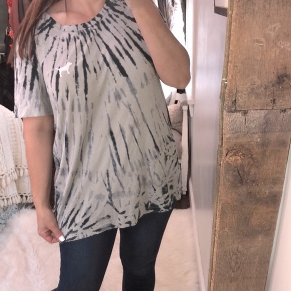 PINK grey swirl tie dye grey T-shirt size large - Picture 1 of 8